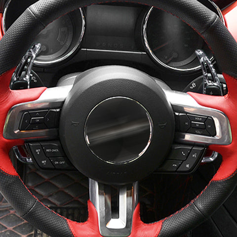 Black Forged Pattern Paddle Shifter Extension Cover For Ford Mustang 2015-2023