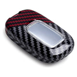 x xotic tech Glossy Black/Red Mix Color Carbon Fiber Texture Hard Plastic Key Fob Cover Case Compatible with Honda Civic Accord CR-V HR-V Pilot 2022-up Oval Shape