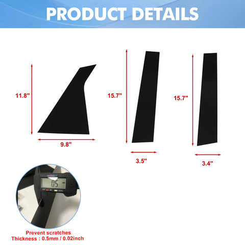 For Chevrolet Impala 2014-2020 6PCS Black Pillar Posts Door Trim Piano Cover Kit