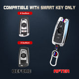 x xotic tech Key Fob Cover Case Compatible with BMW 1 3 4 5 6 7 Series X3 X5 X6 X7 M5 M6 GT3 GT5 Zinc Alloy Heavy Duty Shell Protector Holder Keychain with Carbon Fiber Pattern