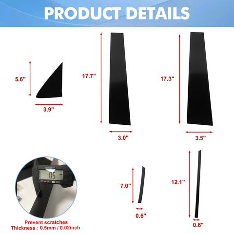 For Toyota Camry 2025+ 10pcs Black Pillar Post Door Window Trim Piano Cover Kit