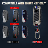 x xotic tech Heavy Zinc Alloy Key Fob Cover Compatible with BMW IX I5 X5 X6 X7 IX I7 5 7 Series 740i 760i 2023-2026, Full Protect Remote Metal Keys Holder Keychain with Carbon Fiber Pattern
