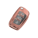 Keyless Remote Soft Key Fob Cover Case For Audi A1 A3 Q7 Q5 Q3[Black\Blue\Red\Rose Gold\Silver]