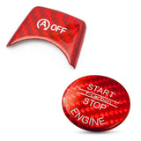 Red Carbon Fiber Start Stop Switch Button w/OFF Cover Trim For BMW F20 F22 F30