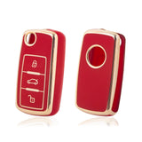 2X White TPU Full Cover Flip Remote Key Fob Cover For VW Tiguan Golf GTI Passat