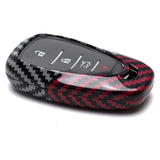x xotic tech Glossy Black/Red Mix Color Carbon Fiber Texture Hard Plastic Key Fob Cover Case Compatible with Chevy Chevrolet Camaro Cruze Spark Volt Malibu Bolt Sonic Trax