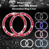 2pcs Bling Rhinestone Car Engine Ignition Start Button Ring Emblem Sticker Cover