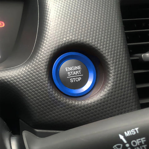 Blue A-Pillar Audio AC Climate Knob Engine Start Button Trim For Civic 10th Gen