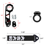 JDM Sports Tow Strap Racing Tow Strap with Chinese Slogan + Front Tow Hook Kit + Rear Tow Towing Hook Universal for Car (Good Luck & All The Best)