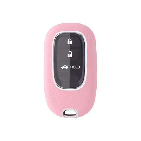 Pink TPU w/Leather Texture Full Protect Remote Key Fob For Honda Accord 2022+