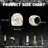 4x Handmade Crystal Rhinestone Universal Car Tire Valve Caps Chrome Accessories