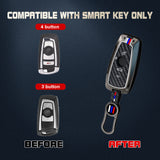 x xotic tech Key Fob Cover Case Compatible with BMW 1 3 4 5 6 7 Series X3 X5 X6 X7 M5 M6 GT3 GT5 Zinc Alloy Heavy Duty Shell Protector Holder Keychain with Carbon Fiber Pattern