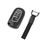 Glossy Carbon Fiber Style Remote Key Fob Shell+ Keychain For Jeep Grand Cherokee Compass
