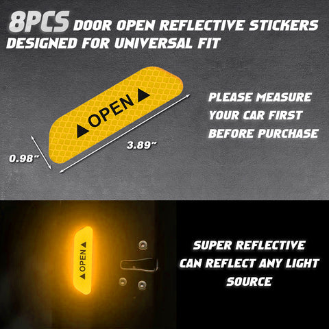 Door Open Warning Reflective Stickers Night Safety Decals Automotive Accessories