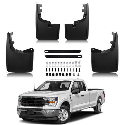 x xotic tech Mud Flaps Splash Guard Compatible with Ford F-150 2021 2022 2023 2024 2025 2026 Front & Rear Mudguards Fender Flare Dirt Slush Trap Protector Set Pickup Truck Accessories(4PCS)