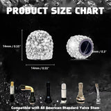 4x Handmade Crystal Rhinestone Universal Car Tire Valve Caps Chrome Accessories