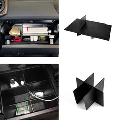 Inner Center Console Glove Box Insert Storage Box Organizer Divider + Armrest Organizer Bottom Divider Compatible with Toyota Tacoma 2016-2023