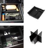 Interior Center Console Armrest Insert Storage Box Organizer w/Black Anti-Slip Pad + Armrest Organizer Bottom Divider,Compatible with Toyota Tacoma 2016-2023