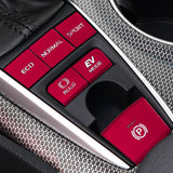 Set Red Window Switch+ Gear Shift Button Cover Accessories Trim Combo Kit, Compatible with Camry 2018-2023 (Fit For Hybrid type Only)