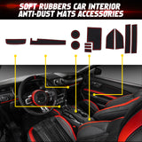 x xotic tech Door Slot Mat Compatible with Ford Mustang 2015-2023, Center Console Liner Organizer Non-Slip Cup Holder Insert Groove Door Pocket Pad Car Accessories