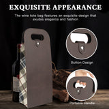 2-Bottle Leather Wine Tote Bag Protector Champagne Gift Bag with Handle For Gift