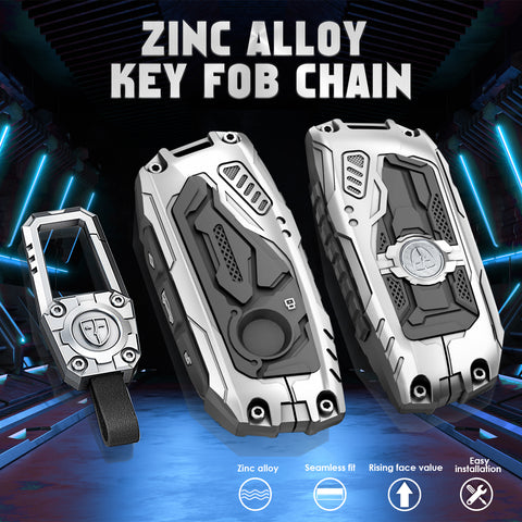 x xotic tech Mech Style Heavy Metal Key Fob Cover Compatible with BMW 2023 2024 2025 X1 X5 X6 X7 i7 Xi 3 5 7 Series 740i 760i XM IX IX3 I5 I7, Zinc Alloy Key Case Protector Shell Keychain