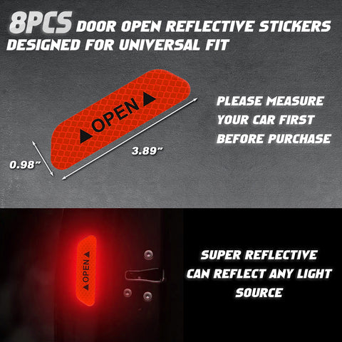 Door Open Warning Reflective Stickers Night Safety Decals Automotive Accessories