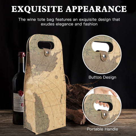 2-Bottle Leather Wine Tote Bag Protector Champagne Gift Bag with Handle For Gift