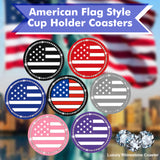 2.75" Flexible PVC Rhinestone Cup Coasters Patriotic Decoration For Men Women