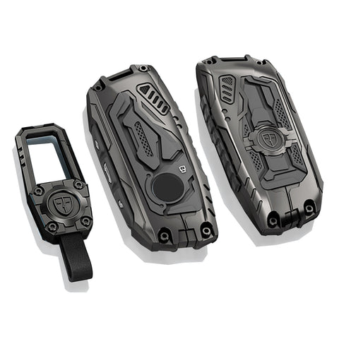 x xotic tech Mech Style Heavy Metal Key Fob Cover Compatible with BMW 2023 2024 2025 X1 X5 X6 X7 i7 Xi 3 5 7 Series 740i 760i XM IX IX3 I5 I7, Zinc Alloy Key Case Protector Shell Keychain