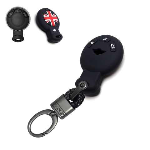 x xotic tech Silicone Key Fob Cover Protector Compatible with Mini Cooper Hatch Convertible Clubman Countryman Paceman R55 R56 R57 R58 R59 R60 R61, Red Black Union Jack Smart Key Case Shell