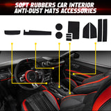 x xotic tech Door Slot Mat Compatible with Ford Mustang 2015-2023, Center Console Liner Organizer Non-Slip Cup Holder Insert Groove Door Pocket Pad Car Accessories