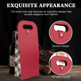 2-Bottle Leather Wine Tote Bag Protector Champagne Gift Bag with Handle For Gift