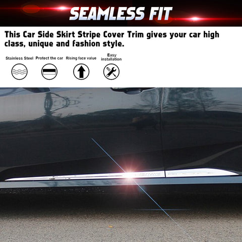 Chrome Side Door Skirt Stripe Panel Cover Trim Kit For Honda Civic 2016-2021