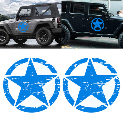 For Jeep Front Hood Sticker - Black/ White/ Yellow Army Military Star Vinyl Graphic Decal for Car Body Trunk Side Fender Door Bumper