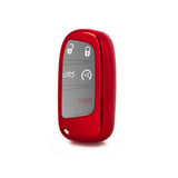 1x Glossy Red TPU Smart Key Remote Keyless FOB Shell Case W/ Red Keychain For Jeep Dodge Chrysler