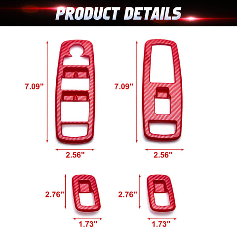 Carbon Fiber Style Door Handle Bowl Window Lift Switch Cover For Dodge Charger 2011-23