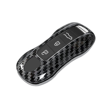 Carbon Fiber ABS Full Cover Remote Key Shell Cover For Porsche Cayenne Panamera