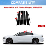 Black Window Pillar Posts Door Trim Piano Cover Kit For Dodge Charger 2011-2021