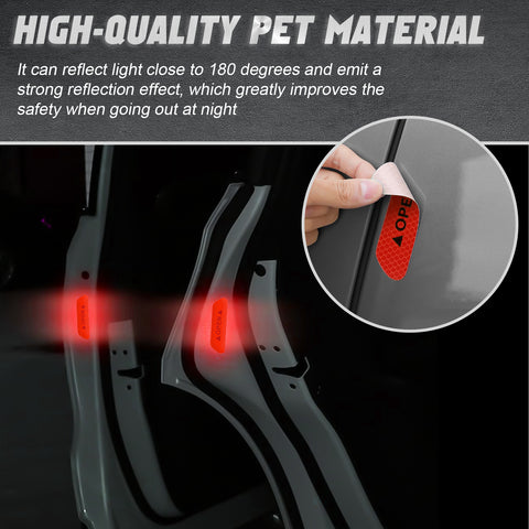 Door Open Warning Reflective Stickers Night Safety Decals Automotive Accessories