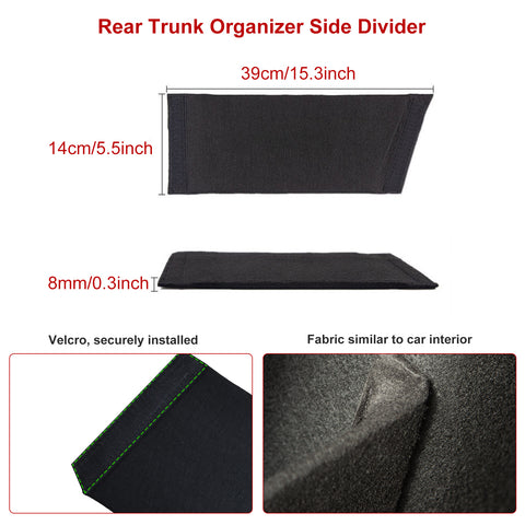 Rear Trunk Black Side Storage Organizer Divider Partition Baffle Tail Compartment Panel Board Compatible with Tesla Model 3 2017-up