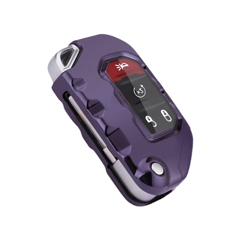 Purple Black Soft TPU Anti-dust Remote Control Key Fob Cover w/Keychain For Jeep Wrangler 2018-21