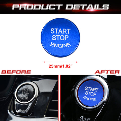 Aluminum Keyless Start Engine Stop Push Button Stickers Cover Trim Compatible with BMW 1 2 3 4 X1 Series F20 F22 F30 F32 F48 (Blue)