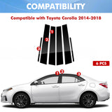 Black Window Pillar Posts Door Trim Piano Cover For Toyota Corolla 2014-2018