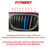 x xotic tech M-Colored Stripe Grille Insert Trims Compatible with BMW 7 Series F01/F02 2013 2014 2015 730i 740i 750i 760i 730Li 740Li 750Li 760Li Kidney Grill (9-Beams Standard Grille)