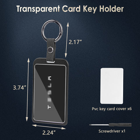 x xotic tech Transparent Card Key Holder, Card Protective Case Cover Comapatible with Tesla Model Y/3/S/X Cybertruck Accessories, Full Protection Key Fob Shell Key Chain(Aluminum Alloy)