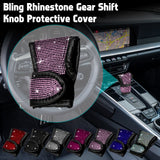 Bling Rhinestone Leather Auto Gear Shift Knob Protective Cover Universal Fit