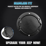 1 x Black Metal + ABS Fuel Door Gas Cap Lid Cover for Jeep Wrangler JK 2007-2018