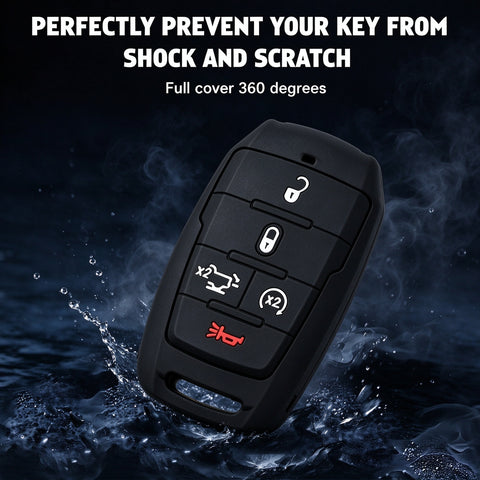 Black Soft Silicone 5 Button Remote Key Fob Cover Case for RAM 1500 2500 3500