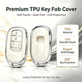 x xotic tech Key Fob Cover Compatible with Honda Accord Civic CR-V HR-V Pilot 2022-2027, Soft TPU Full Protective Smart Remote Keyless Case Accessories 5-Button (Silver Trim)